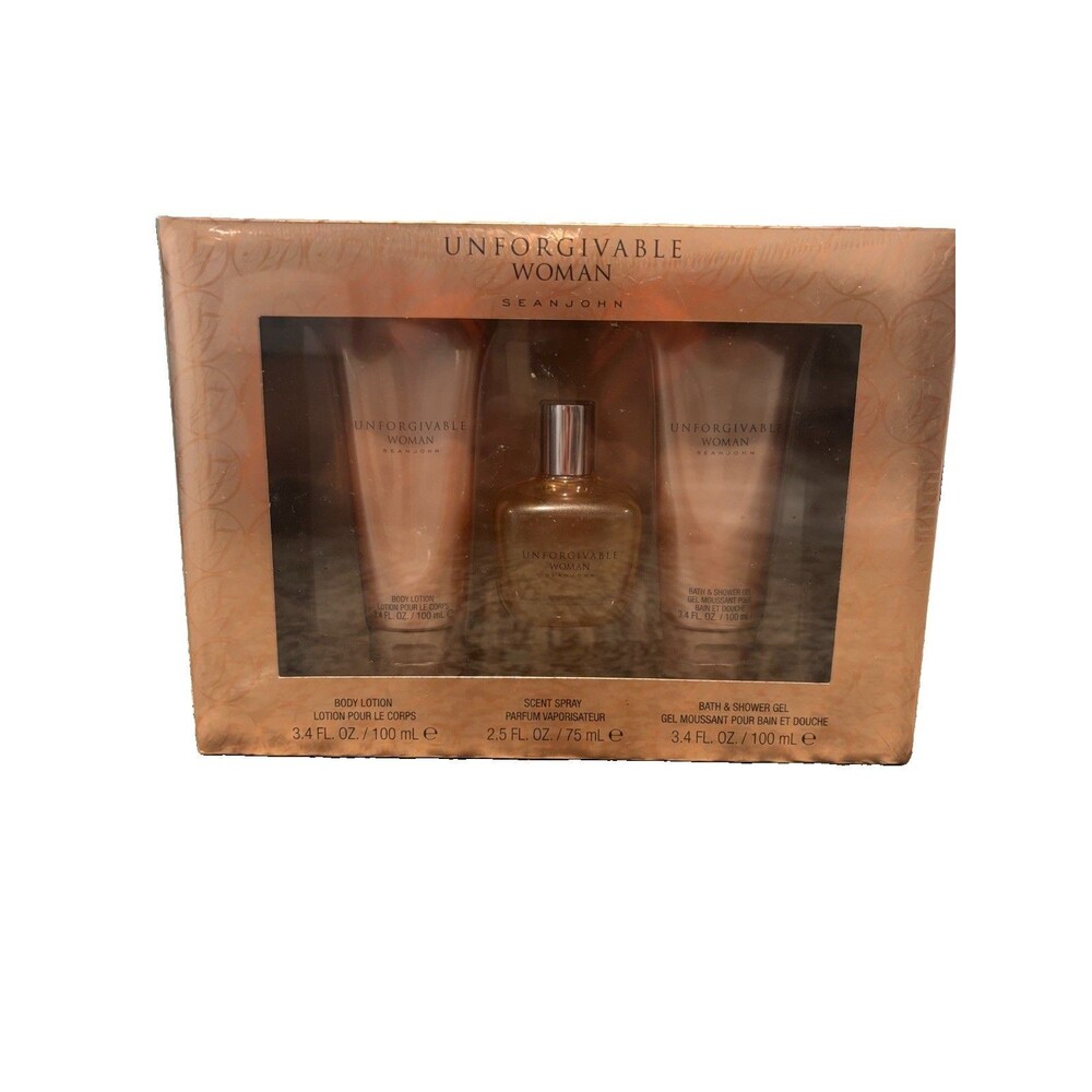 Sean John Unforgivable 3 Pc. GIFT SET for Women Spray, Shower Gel & Lotion